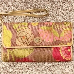 Spartina 449 Linen and Leather Wallet Wristlet
